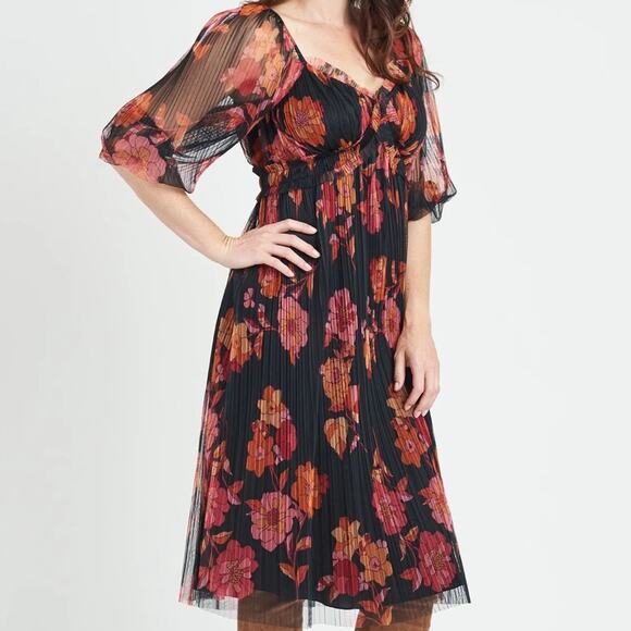 DR2 Sutton Floral Tulle Long Sleeve Dress Size M - Picture 2 of 9